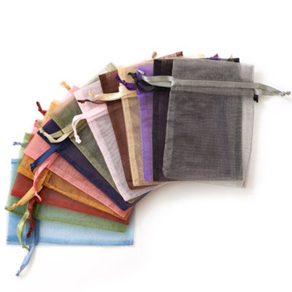 Assorted Solid Color Organza Gift Bags, Sheer Organza Bags