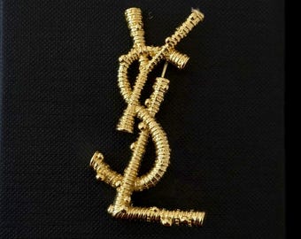 Yves Saint Laurent - YSL Logo Pin - Brooch - Etsy