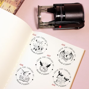 Dragon Book Stamp - Personalized Dragon Book Embosser, Library Stamp, Ex Libris Embosser Stamp, From the Library of, Gifts for Book Lovers
