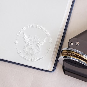 Personalized Book Embosser - Dragon Book Embosser, From The Library Of Book Embosser, Ex Libris Embosser Stamp, Ideal Gift for Book Lovers