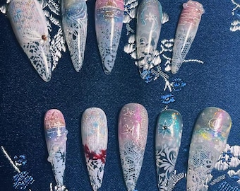 Love and Deepspace Wedding Press On Nails