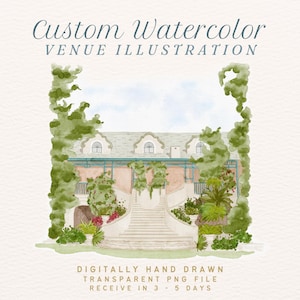 Aquarell Hochzeitsort Illustration, Benutzerdefinierte Aquarell Hochzeitsort Illustration, Digitaler Aquarell Hochzeitsort, PNG JPEG SVG Format
