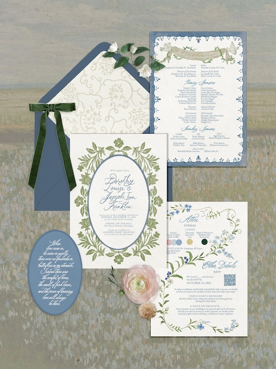 Wedding Branding and Custom Invitation Suite with Bespoke Calligraphy and Illustration (Digital Files Only)