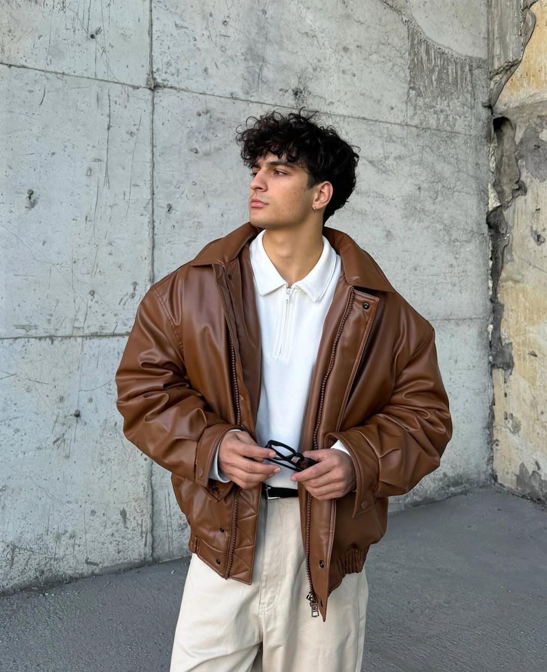 ジャケット・アウター 90's LAMB LEATHER JACKET Egypt brown 48 s-l1200.jpg