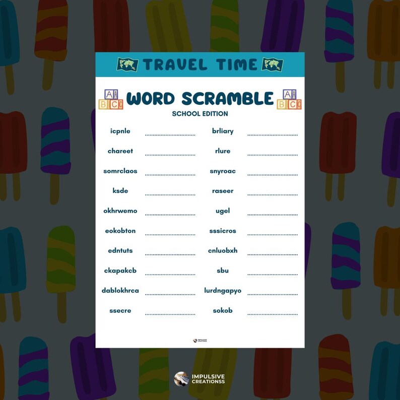 Printable Activities for Kids | Travel Time - Word Scramble - Etsy