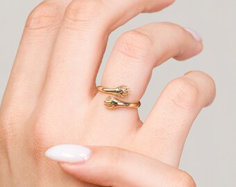 Minimalistischer Goldring, Liebesring für Sie, Mutter, gravierter Goldring, Verlobungsring, Liebesring für Frauen, Geschenk für Sie, Mama