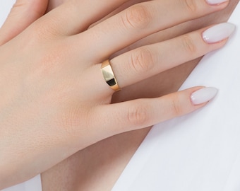 14k Solid Gold Signet Bar Ring, Flat Bar Ring Women, Modern Thick Line Ring, Unique Geometric Ring, Dainty Stacking Ring, Geometrical Band
