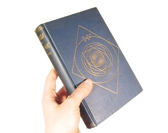 Antique Egyptian History Hardcover Book - Miracle in Stone - Joseph A. Seiss - 1877 Vintage Decorative Cover History Book Navy Blue Gold