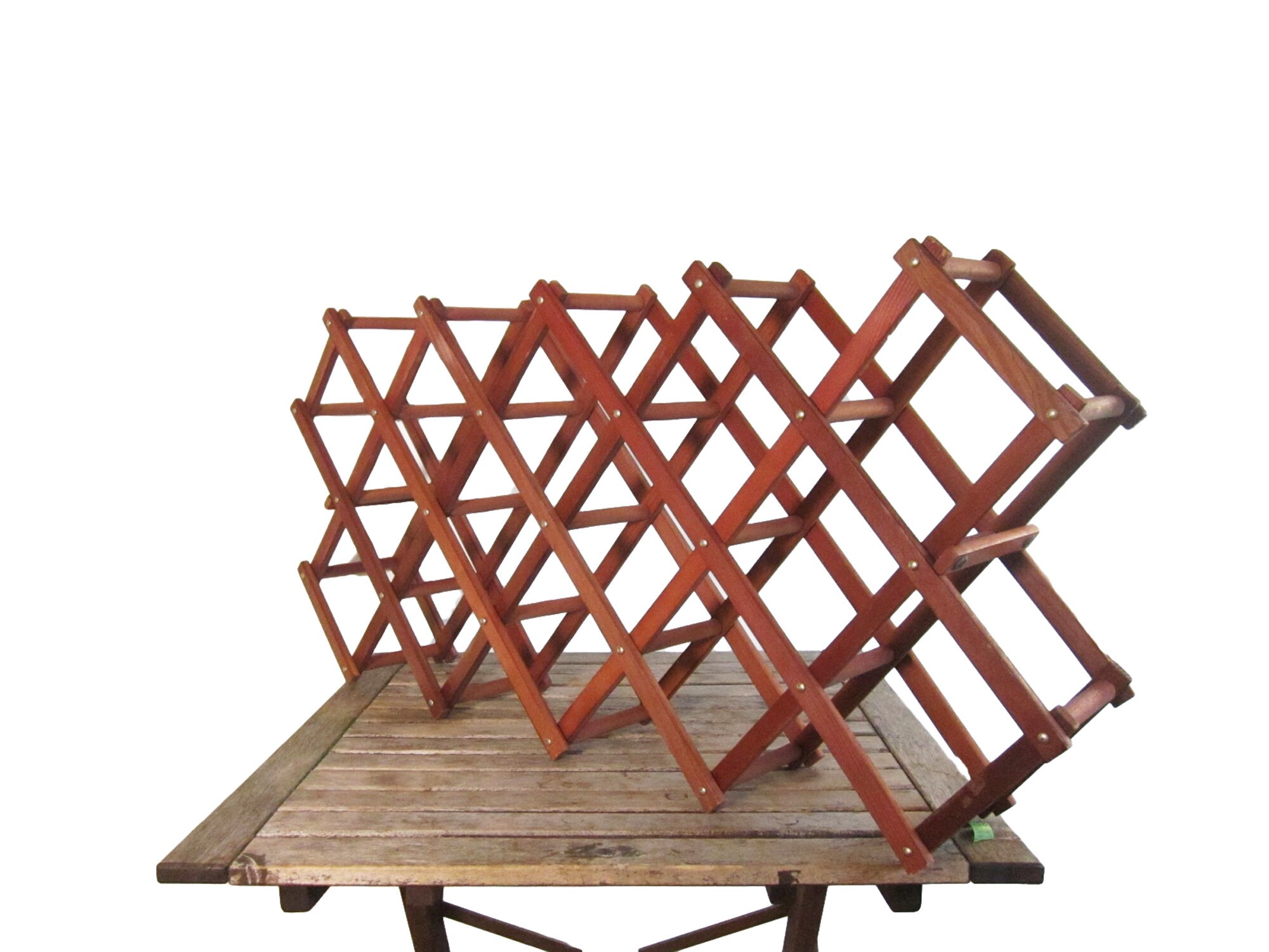 Extra Large Vintage Wine Rack Mid Century Wood Accordion Etsy