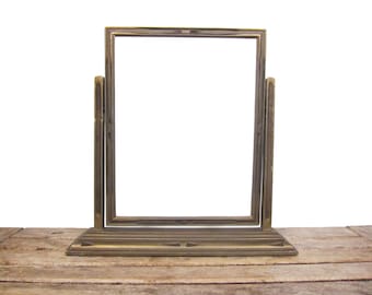 Vintage Art Deco Swinging Wood Picture Frame - Hand Carved and Hand Painted Wooden Frame for 7 x 9 Photo - Rustic Swing Frame