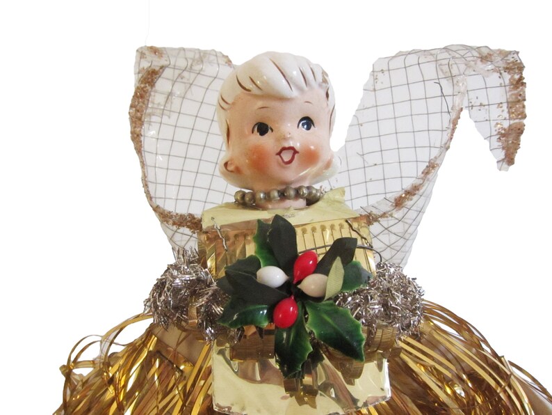 Vintage Midcentury Angel Christmas Tree Topper Cone and Etsy