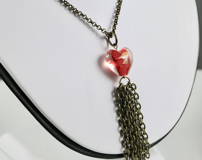 Featured listing image: LOVE TASSEL | Necklace | Valentine's Day | Brass | Murano Glass | Heart