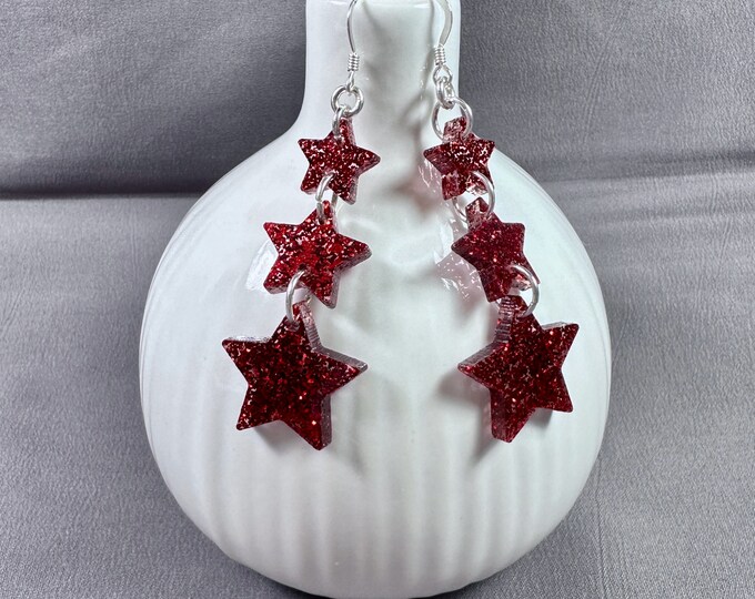 Featured listing image: BORN TO SPARKLE • Earrings • Acrylic • Sterling Silver • 4th of July • Independence Day