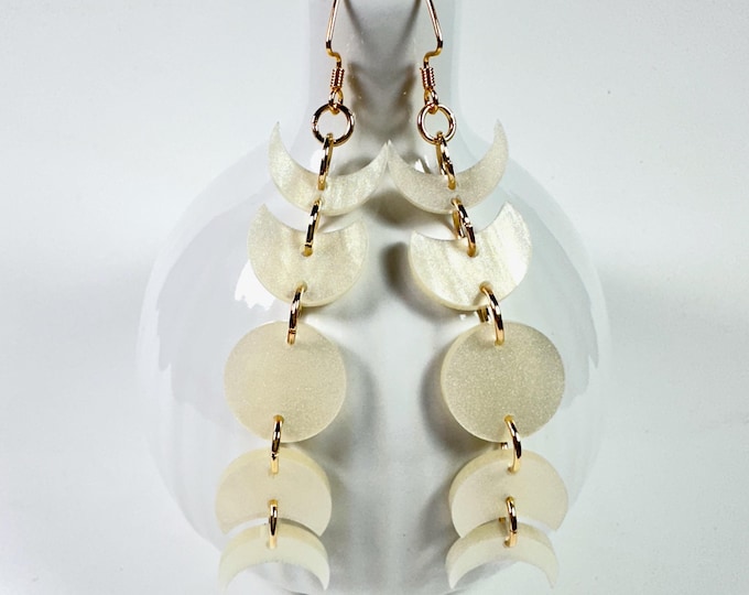 Featured listing image: MOON PHASE • Earrings • Acrylic •  Silver • Gold • Celestial