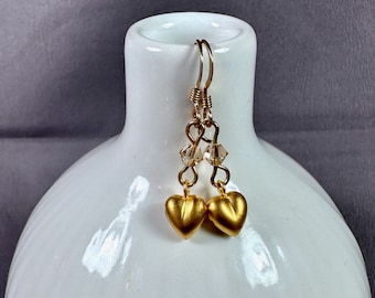 My Heart Belongs to You • Earrings • Gold-fill • Heart • Crystal • Valentine's Day