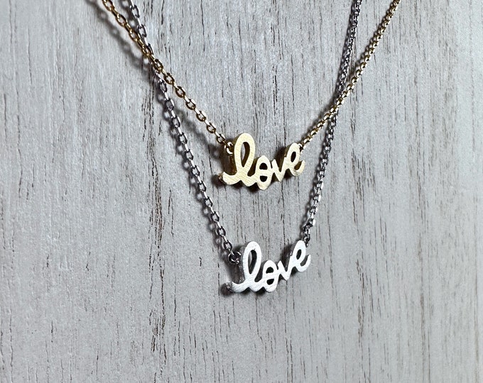 Featured listing image: THE LOVE • Necklace • Minimalist • Matte Silver • Matte Gold