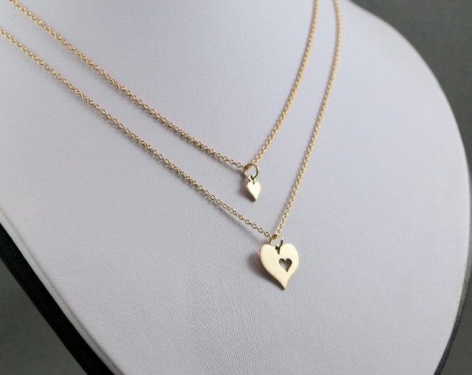 Featured listing image: HEART TO HEART • Set • Necklace & Earring Set • Gold-fill • Sterling Silver • Mother's Day • Mother and Daughter