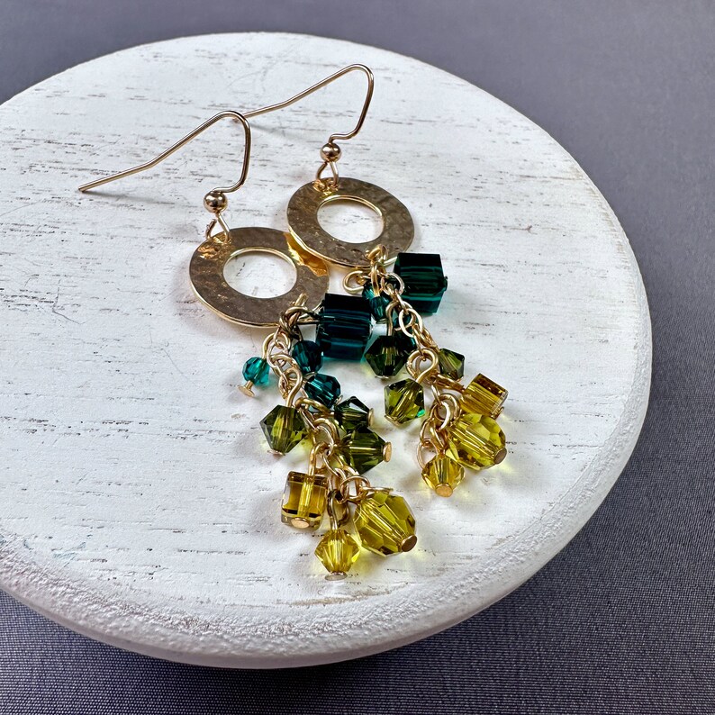 IVY DANGLE Earrings Swarovski Crystal Gold-filled image 1