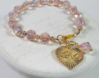 DELICATE LOVE • Bracelet • Crystal • Gold-fill • Pink • Valentine's Day • Mother's Day • Gift