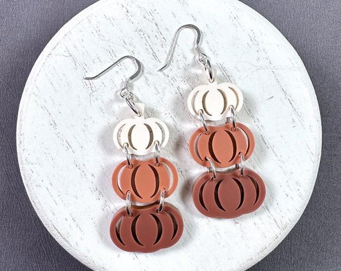 Featured listing image: OMBRE' PUMPKIN • Earrings • Acrylic • Sterling Silver •  Fall • Halloween