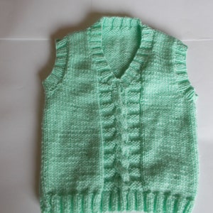 Child's hand knitted slipover, child's tank top. child's cable top , Hand knitted vest top, child's knitted waistcoat image 6