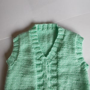 Child's hand knitted slipover, child's tank top. child's cable top , Hand knitted vest top, child's knitted waistcoat image 3