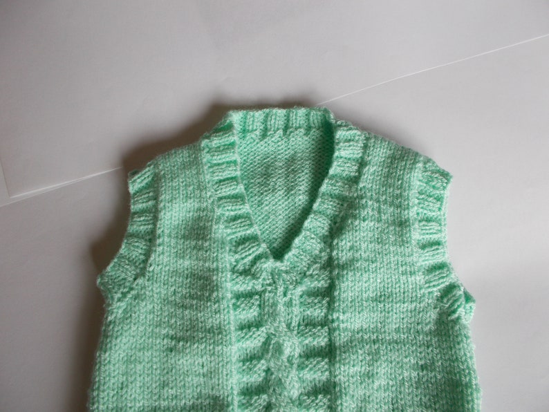 Child's hand knitted slipover, child's tank top. child's cable top , Hand knitted vest top, child's knitted waistcoat image 3