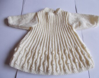 Baby knitted dress . lemon knitted dress, Hand knitted dress . Baby dress