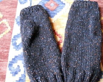 black ladies fingerless gloves, pure wool and silk gloves, pure wool and silk fingerless gloves