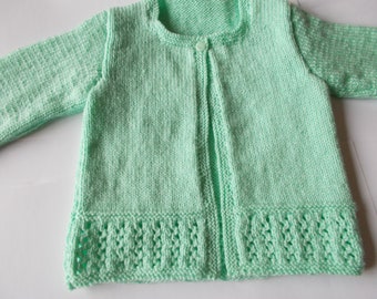 Mint green toddler jacket,  toddler cardigan,   toddler jacket,  Hand knitted cardigan.