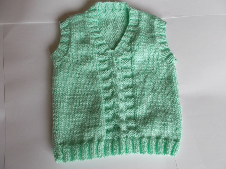Child's hand knitted slipover, child's tank top. child's cable top , Hand knitted vest top, child's knitted waistcoat image 4