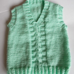 Child's hand knitted slipover, child's tank top. child's cable top , Hand knitted vest top, child's knitted waistcoat image 1