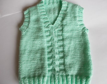 Child's hand knitted slipover, child's tank top.   child's cable  top , Hand knitted vest top, child's knitted waistcoat