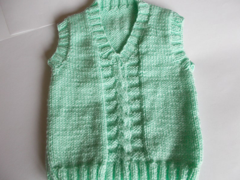 Child's hand knitted slipover, child's tank top. child's cable top , Hand knitted vest top, child's knitted waistcoat image 1