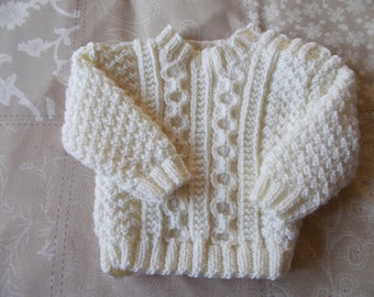 Child's hand knitted sweater/child's  hand knitted  jumper  child's cable jumper, Hand knitted sweater, Aran sweater