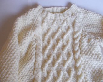 Child's hand knitted sweater/child's  hand knitted  jumper  child's cable jumper, Hand knitted sweater, Aran sweater