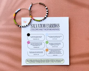 Salvation Story Earrings Christian Jewelry for Girls The Gospel with Card Colorful Beaded Hoops Modern Colorful Jewelry Retro Bead Earrings