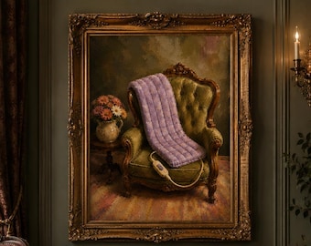 Heating Pad Wall Art Printable, Funny Arthritis Art, Chronic Pain Gift, Vintage Oil Painting, Eclectic Digital Download