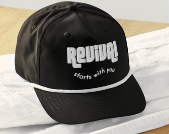 Christian Revival Starts with You Hat Embroidered Vintage Style Golf Rope Cap Faith Apparel Adjustable Snapback