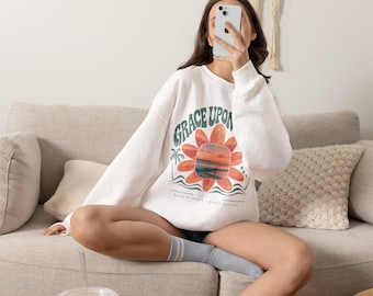 Grace Upon Grace sweatshirt | sunset flower palm tree design
