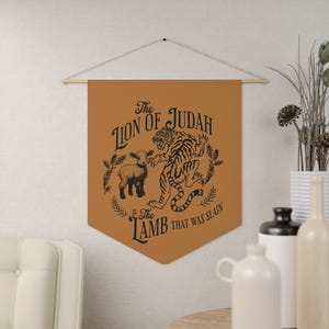 Lion of Judah Pennant Banner, Spiritual Decor, Wall Hanging, Church Decor, Christian Home Decor, Faith Inspirational