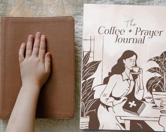 Prayer Coffee Softcover Journal Notebook, Inspirational Diary, Faith Journal, Christian Planner, Religious Notepad, Devotional Book