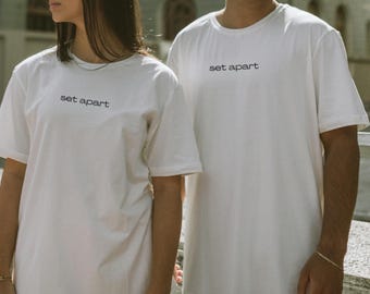 Set Apart Christian Embroidered Classic Cotton Tee Christian Gift Jesus Shirt Faith Based Apparel Inspirational Shirts Minimalist
