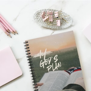 God&#39;s Plan Christian Spiral Notebook Ruled Line, Faith Journal, Inspirational Diary, Religious Notepad, Prayer Journal for Bible Study