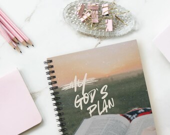 God's Plan Christian Spiral Notebook Ruled Line, Faith Journal, Inspirational Diary, Religious Notepad, Prayer Journal for Bible Study
