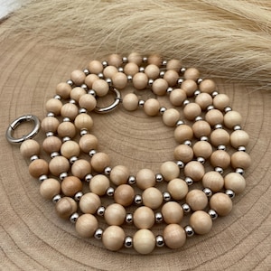 Chaîne de téléphone portable en bois naturel 6 perles chaîne en bois perles élégantes robustes stables avec mousqueton y compris insert pour étui/patch de téléphone portable