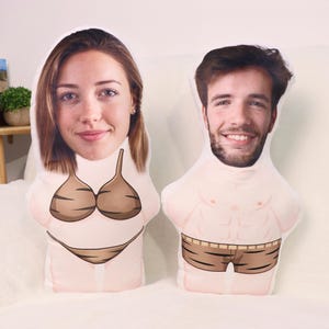 Customized Face Photo Doll｜DIY Cute Girl Image Plush Pillow｜Couple Toys Dolls｜Face Pillow｜Personalized Gift for Birthday｜Couple Gift