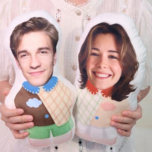 Cartoon Photo Pillow｜Customized Face Photo Doll｜Couple Toys Dolls｜Personalized 3D Shaped Pillow From Photo｜Long Distance Gifts For Boyfriend