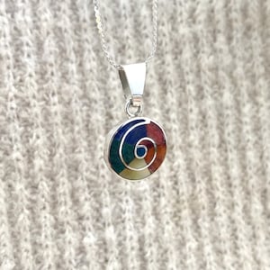Handmade Jewelry with Natural chakra Stone • Spiral Pendant • Healing Stones Necklace • Andean Pachamama Silver • Minimalist Gemstone