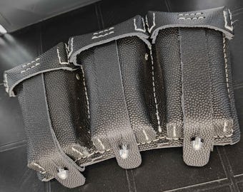Leather Jawa style Triple Ammo bandolier Pouch for cosplay. Star Wars inspired cosplay, Jawa cosplay